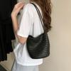 First Layer Cowhide Hand Woven Bag, New Light Retro Vacation Style Single Shoulder Bucket Bag, Women's Genuine Leather Crossbody Bag