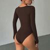 Women's Square Neck Bodysuit Long Sleeve Fall Basic T-Shirt Tops Sexy Slim Fit One Piece Bodysuit Top