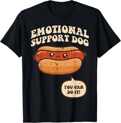 2026 Emotional Support Hotdog Funny Cartoon Graphic Tee Casual Short Sleeve TShirt for Unisex Women