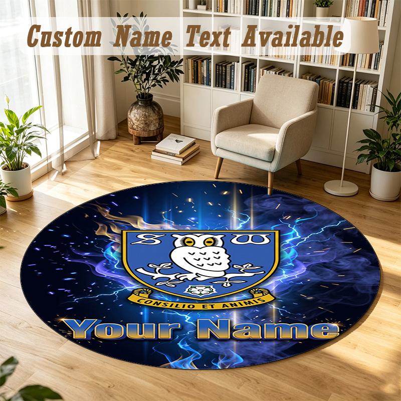 Round Rug Custom NameSheffield Wednesday FC Pattern Non Slip Carpet Home Floor Decor