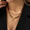 SHIXIN Vintage Brown Stone Beaded Choker Necklace for Women Exquisite Gold Color Sun Pendant Necklace New Year Clavicle Jewelry