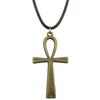Ankh Cross Pendant Necklace Ancient Egyptian Symbol Gothic Jewelry With 45cm Leather Chain