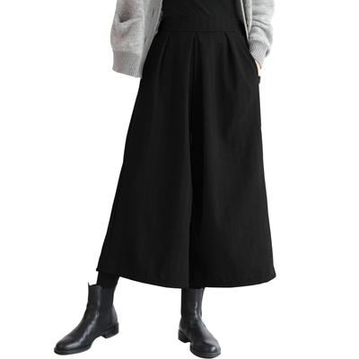 NOZOMIYA Gaucho Flared Pleated Warm and Long Plus Sizes Women's Wide-Leg Pants, Pants, Autumn/Winter Style, Culottes, Wool, Comfortable, Comfortable,