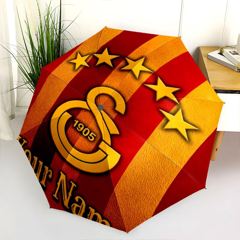 1 PC Automatic Folding Umbrella - Galatasaray S Custom Name Pattern, Portable & Foldable Design with 8 Ribs, Christmas Birthday Gifts