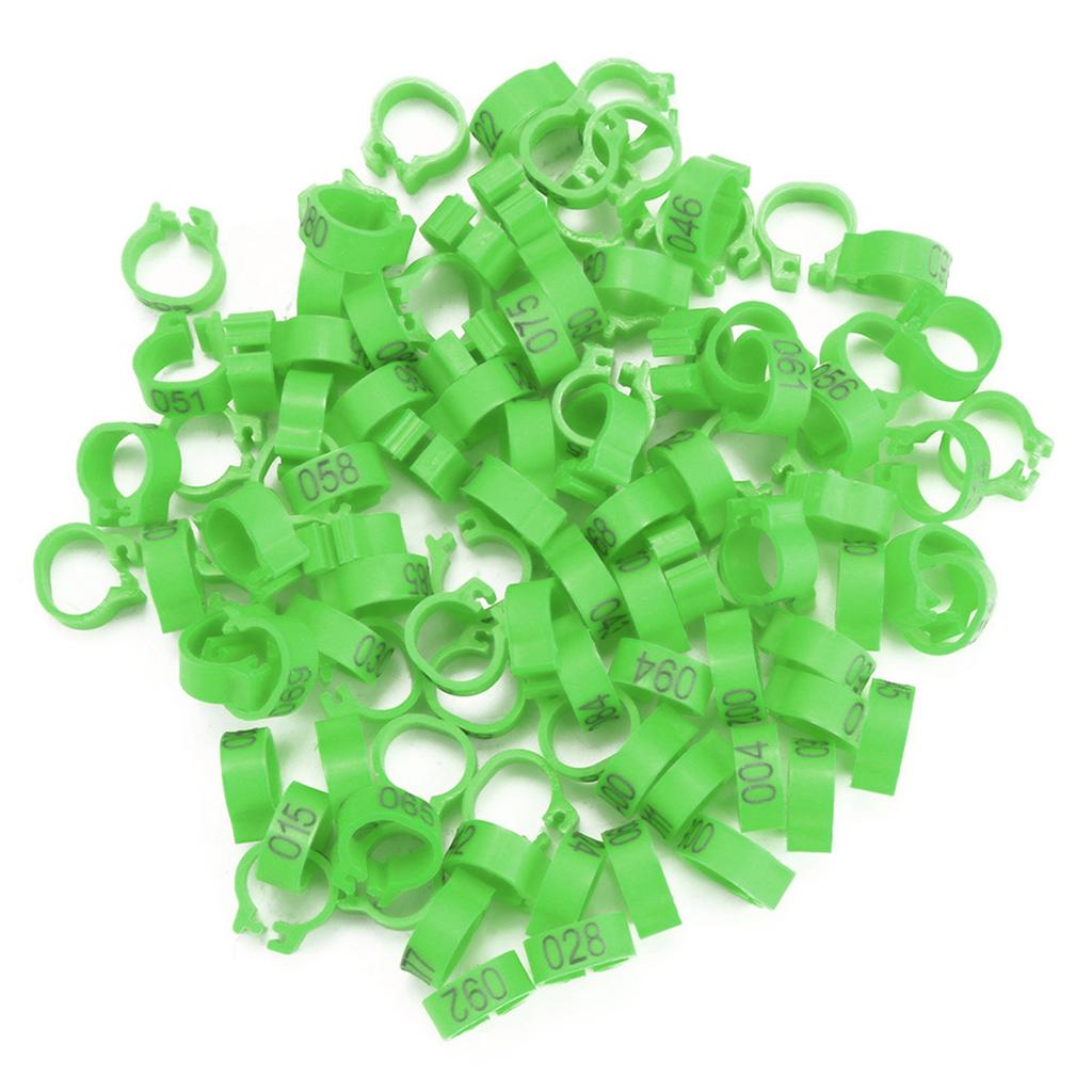 100PCS Bag 8MM 001 100 Numbered Plastic Letter Pigeon Bird Leg Bands Rings