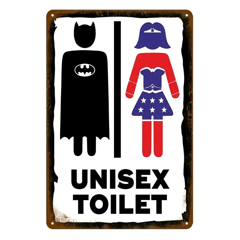 Vintage Toilet Sign Funny Metal Tin Sign Plaque WC Lavatory Toilettes Wall Art Bar Club Bathroom Restroom Toilet Wall Decoration