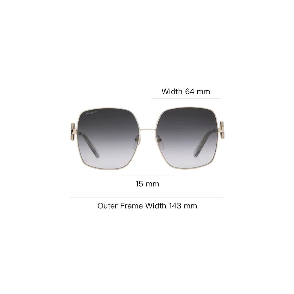 Ferragamo Side Hollow Crystal Decor Metal Square Sunglasses Unisex sunglasses Silver 243SR-738