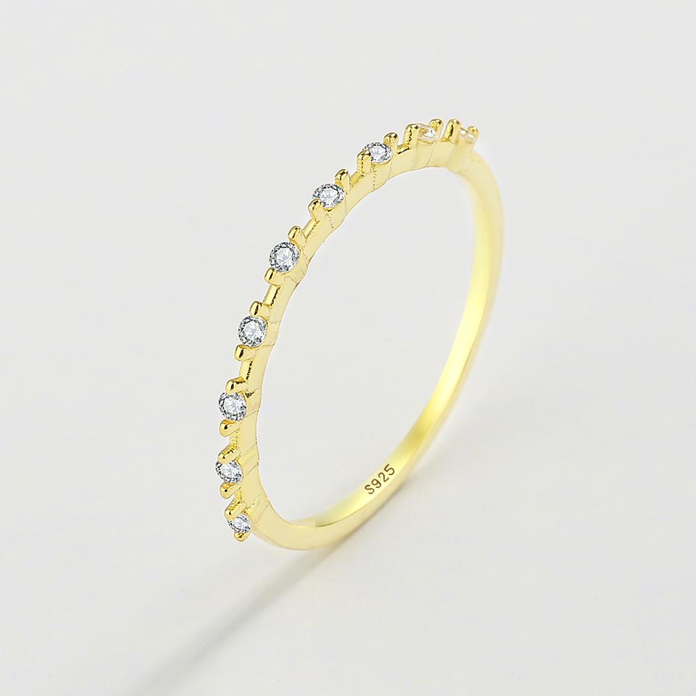 

100% стерлингового серебра 925 пробы, штабелируемые золотые круглые ослепительные кольца с кубическим цирконием для женщин, свадебные, помолвочные, ювелирные изделия, подарок 8 золотой