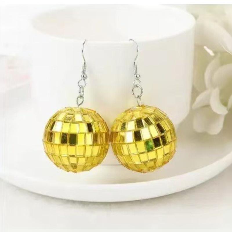 Stylish Retro Disco Ball Pendant Earrings For Women Birthday Gift Party