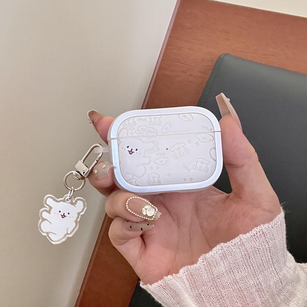 Photo frame plating cute white happy dog for apple AirPods 1 earphone case bluetooth pro1 earphone cover