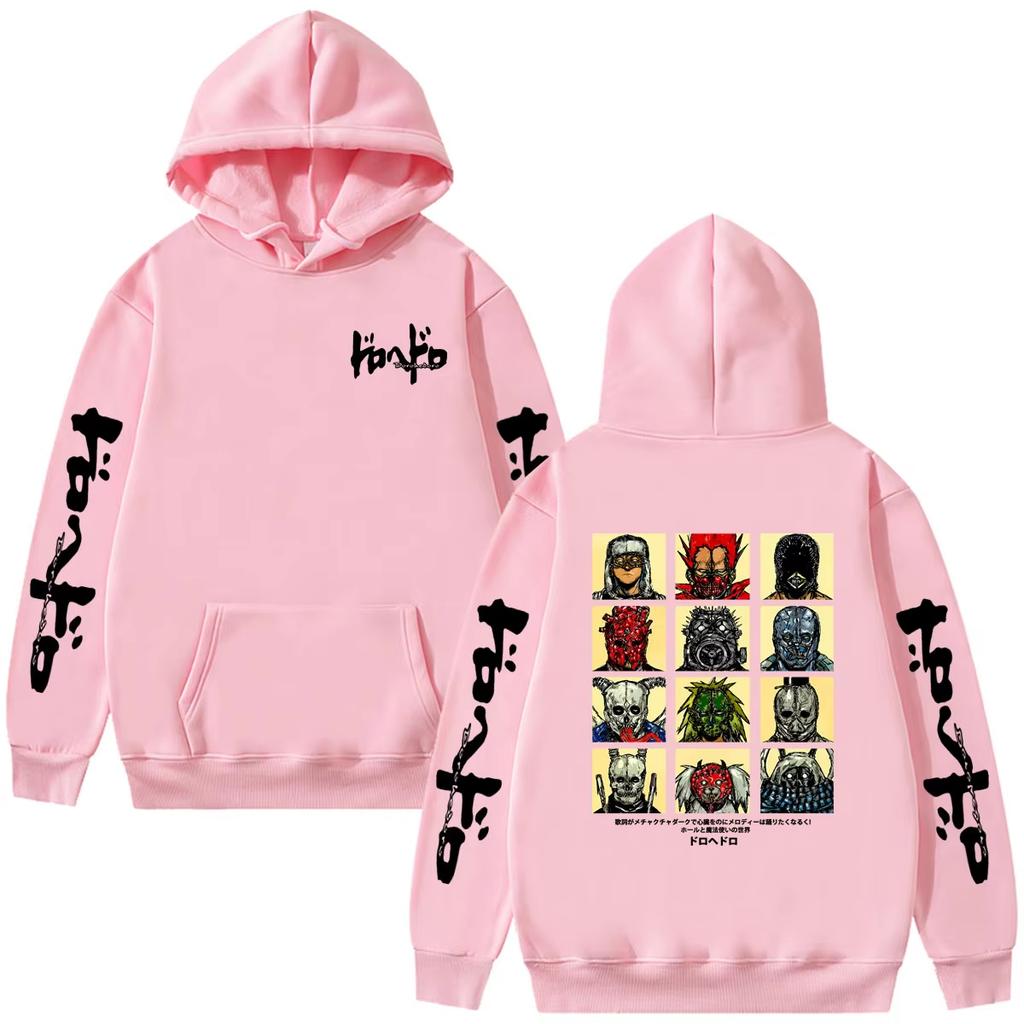 Anime Dorohedoro Character Grid Sleeve Print Hoodie Unisex Pullover Sweatshirt Dark Manga Harajuku Streetwear Long Sleeve Casual Hooded Tops