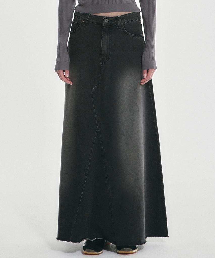Nigaennikol Maxi Washing Denim Skirt_Black