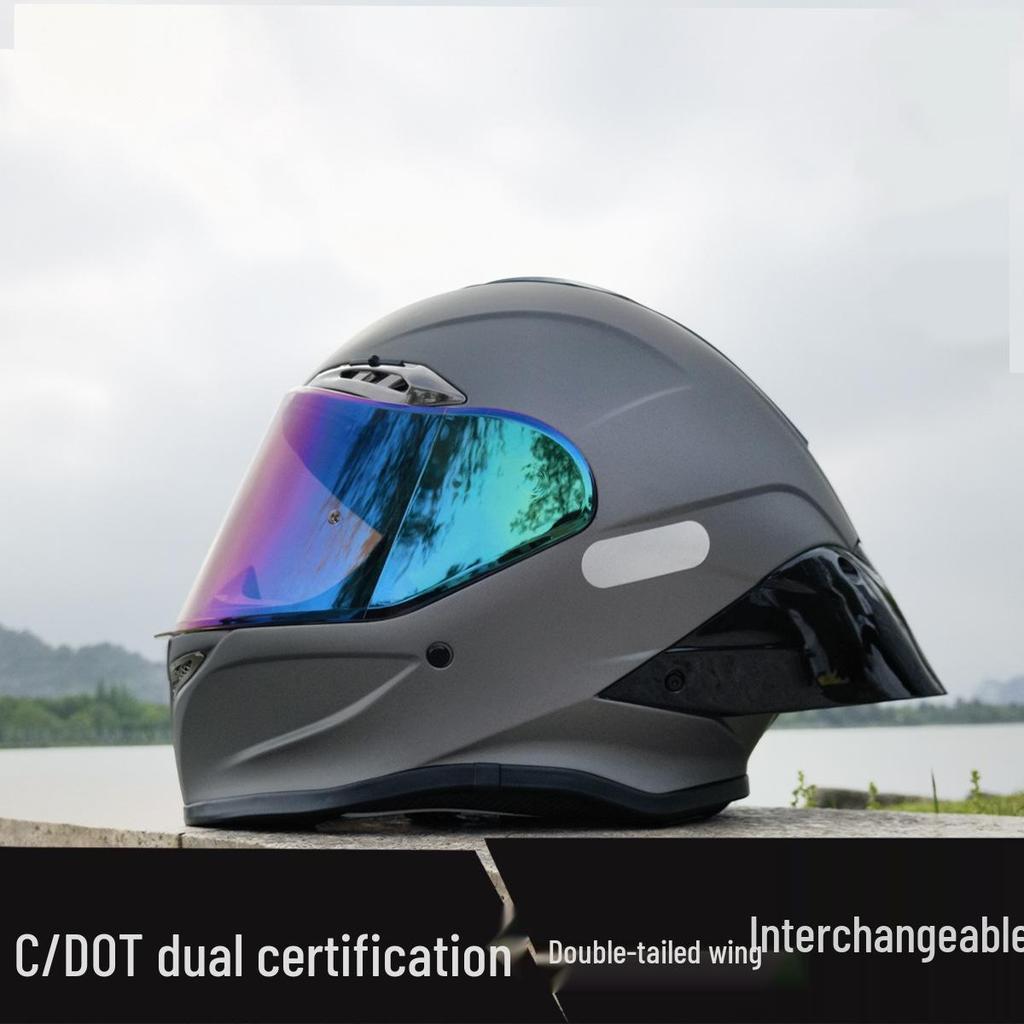 NBTK R50 DOT Full Face Helmet with Large Spoiler for Sportbikes & Cruisers - Spring/Autumn Use