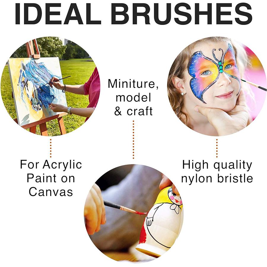 10 Pcs Artist Paint Brush Set, Painting Brushes Kit Fabulous for Canvas, Watercolor & Fabric, Acrylic Painting for Kids, Adults