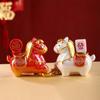 Kawaii Cute Pony Ornament Horse Mascot Resin Cartoon Horse Statue Chinese Style Desktop Ornament Horse Year Dolls