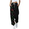 Women's Christmas  Print Casual Pants Drawstring Elastic Waist Drawstring Pants WIth Pockets