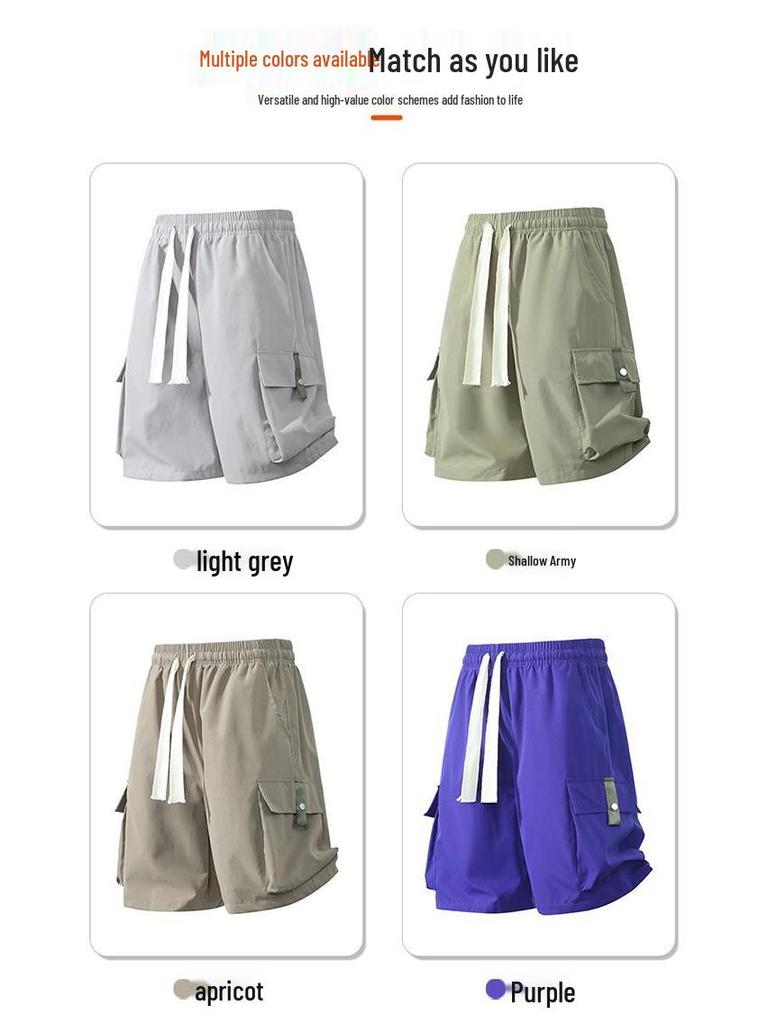 Men's Summer American Style Quick-Dry Outdoor Workwear Shorts with Large Pockets