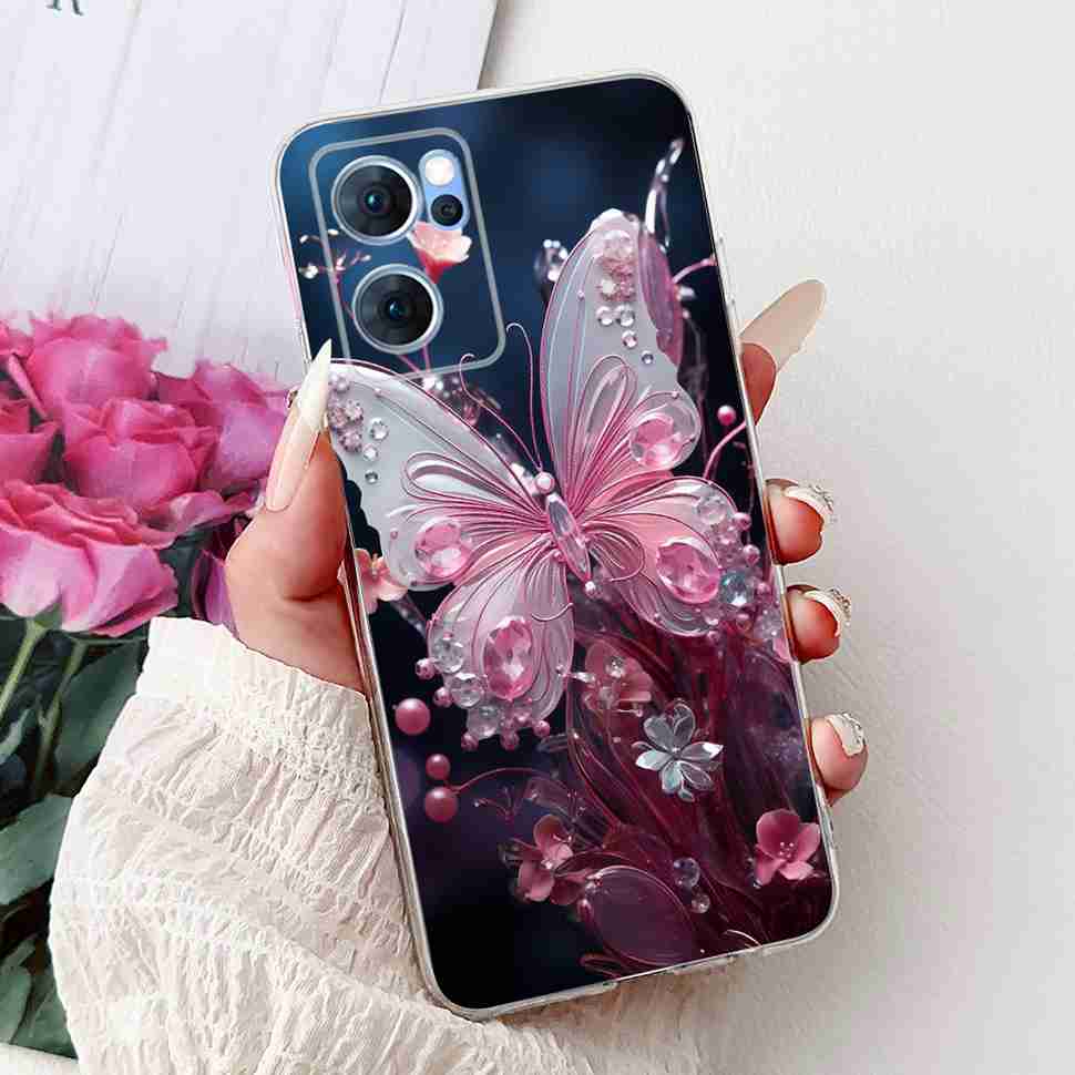 For Oppo Reno7 5G Casing Cute Cat Flower Painted Cover Soft Fundas Phone Case For Oppo Find X5 FindX5 Lite Reno 7 5G Back Cover