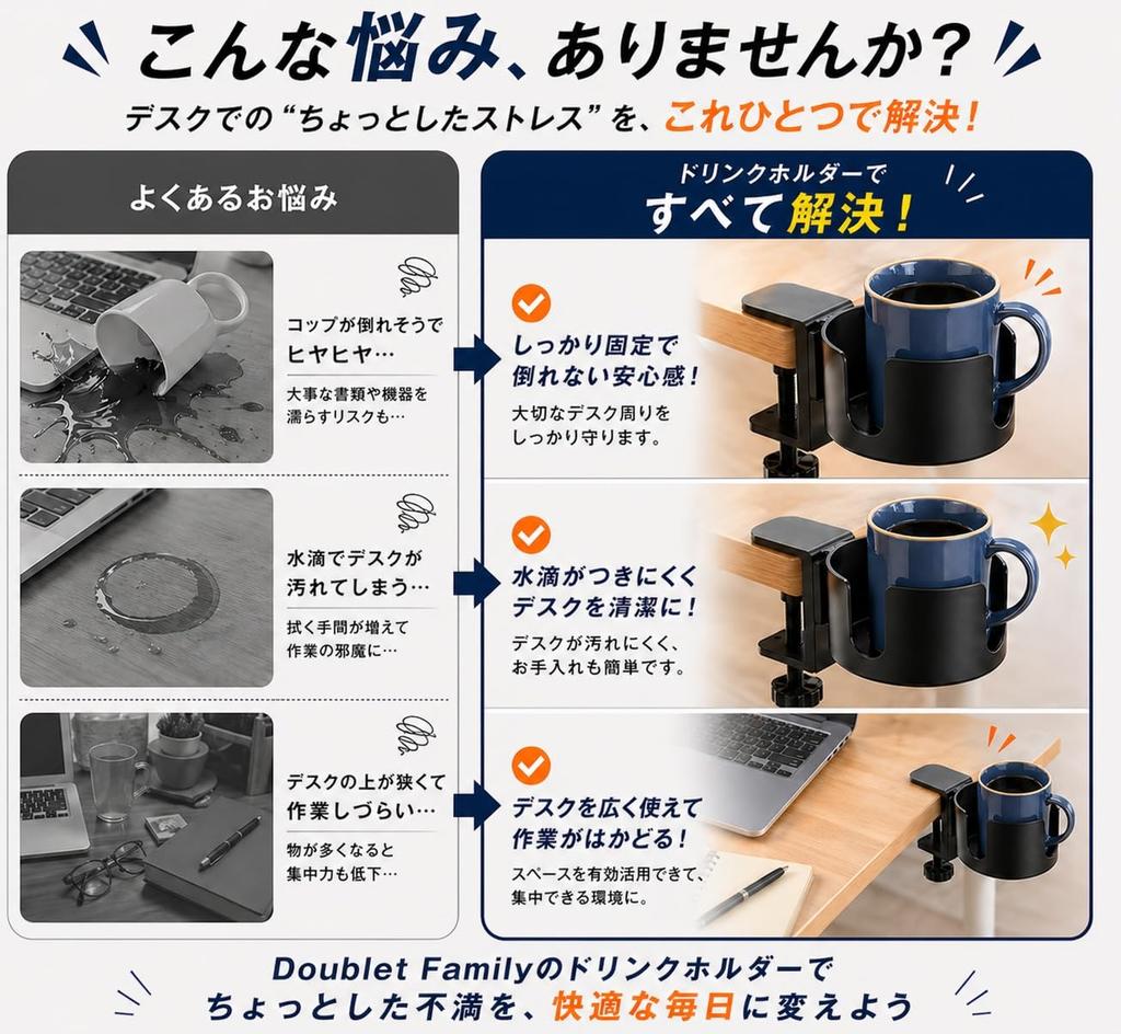 Drink Holder Desk Clamp Type Cup Holder 3 Mounting Holes