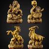 Complete Set of Brass and Copper Chinese Zodiac Ornaments: Rat, Ox, Tiger, Rabbit, Dragon, Snake, Horse, Sheep, Monkey, Rooster, Dog, Pig.