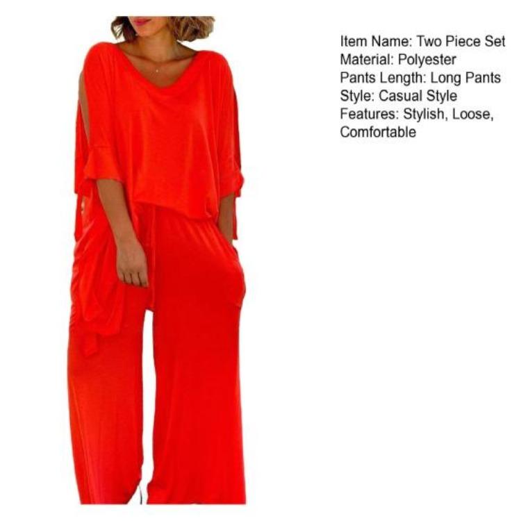 Boho Damen lockeres zweiteiliges Set lässiger Pullover-Top mit kurzen Ärmeln