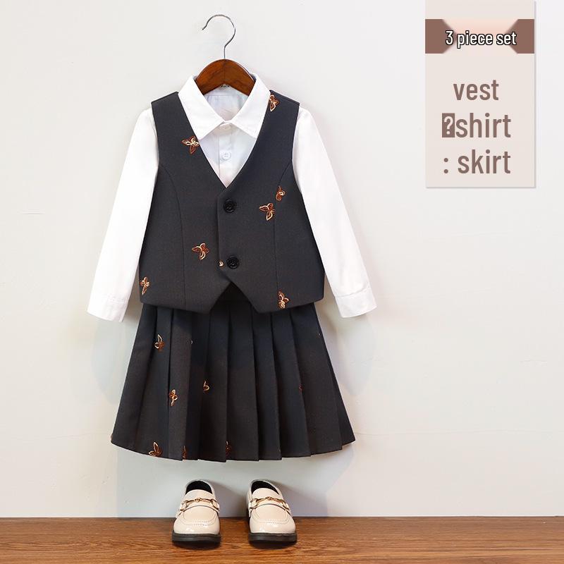 Children's Autumn/Winter Academy Style Suit Set for Boys and Girls - Formal Wear Skirt and Suit for Performances