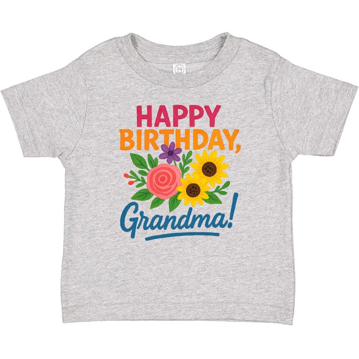 Inktastic Happy Birthday Grandma Floral Gift Baby T-Shirt Grandmother Greeting 120