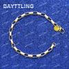 925 Sterling Silver 18K Gold 8 Inches Fine 4MM Men Box Chain Bracelet For Women Fashion Wedding Jewelry Party Gift Wholesale