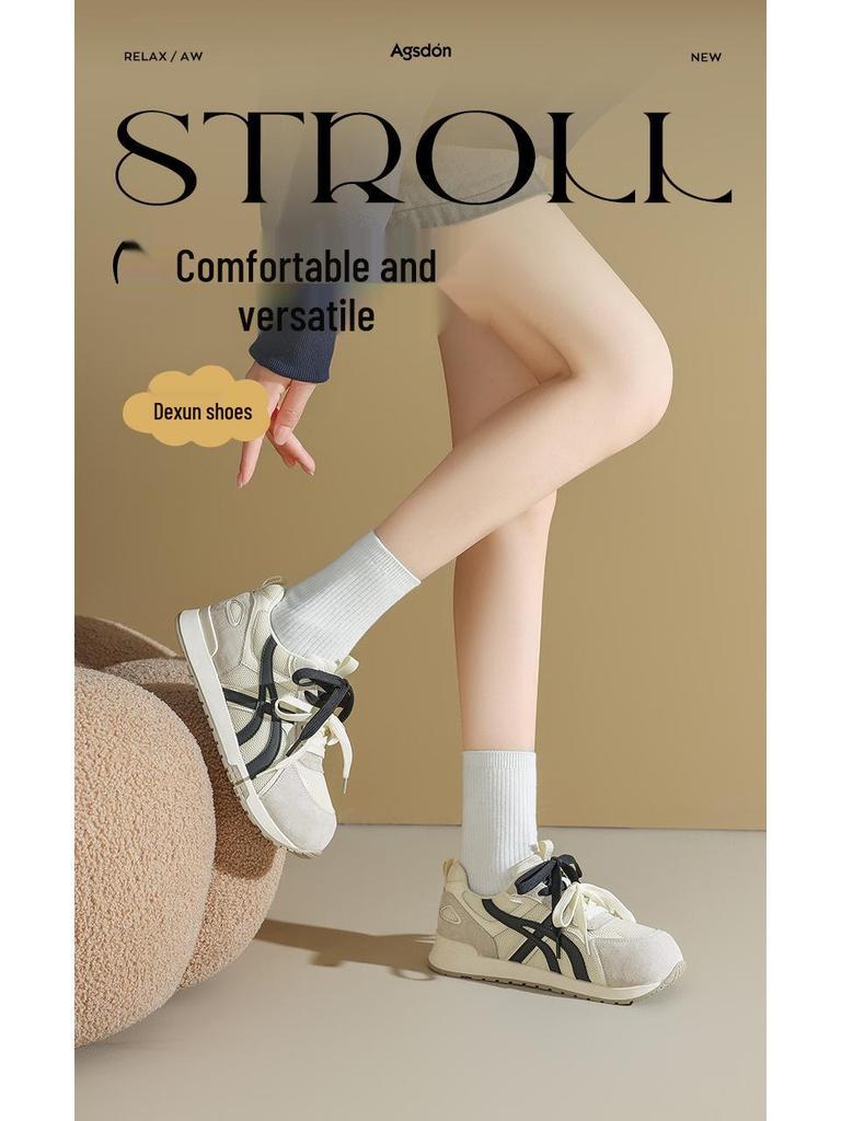 Augusdon 2025 Women's Retro White Ballet Sneakers