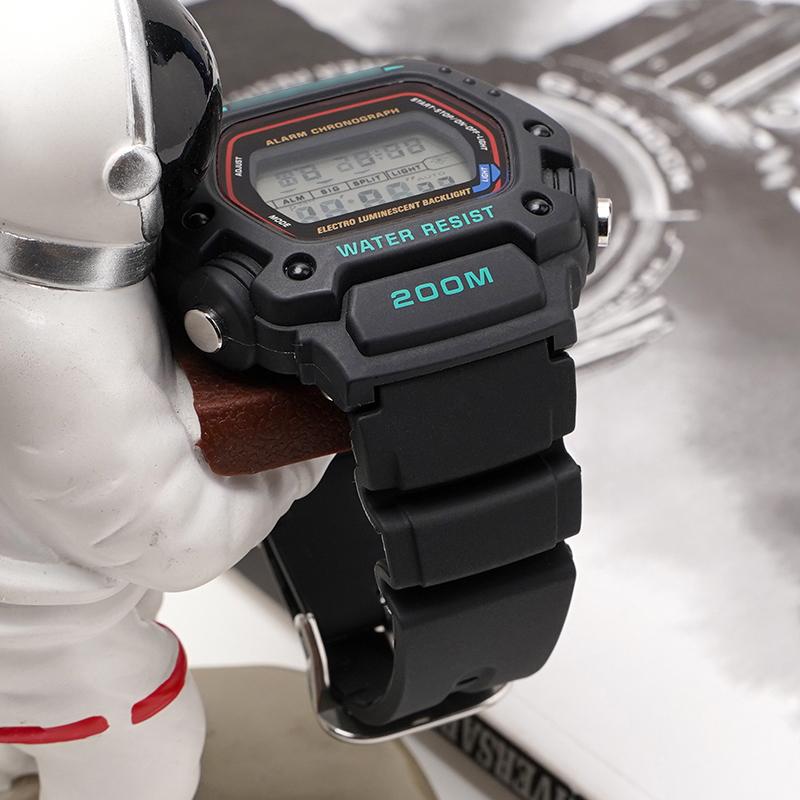 Resin Rubber Replacement Watch Band for Casio DW-290 DW-340 AD-300 Men Black Sport Waterproof Silicone Bracelet Strap 19mm