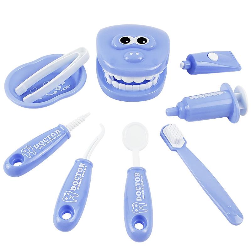 Non-Toxic 9Pcs Kids Pretend Play Toy Simulation Dentist Check Teeth Model Set Medical Kit Role Play Learing Educational Toys For Children