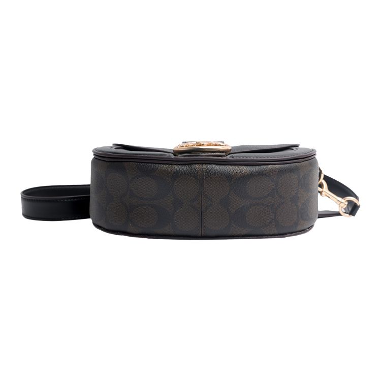 Coach Georgie 21 Horse Carriage Buckle Monogram Color Block Coated Canvas And Leather Crossbody Bag Small Women bags Dark-Brown Black C2806-IMAA8