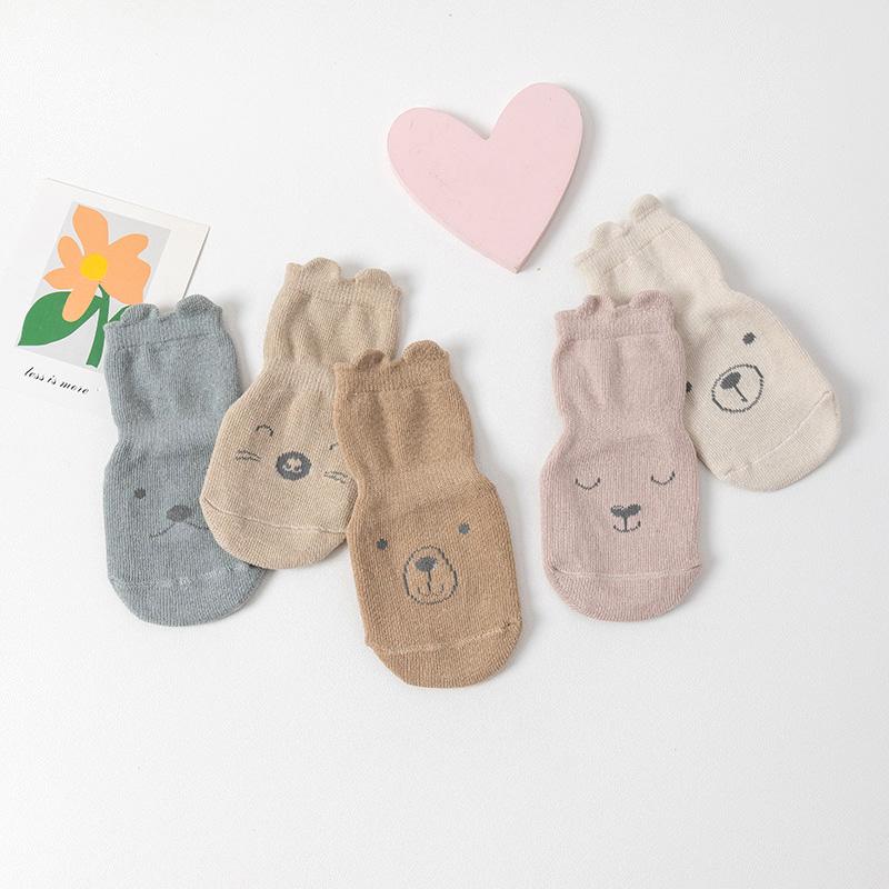 Autumn Winter Baby Floor Socks Cotton Breathable Mid Tube Socks Non Slip Bottom Indoor Walking Sock Cute Cartoon Kids Stockings