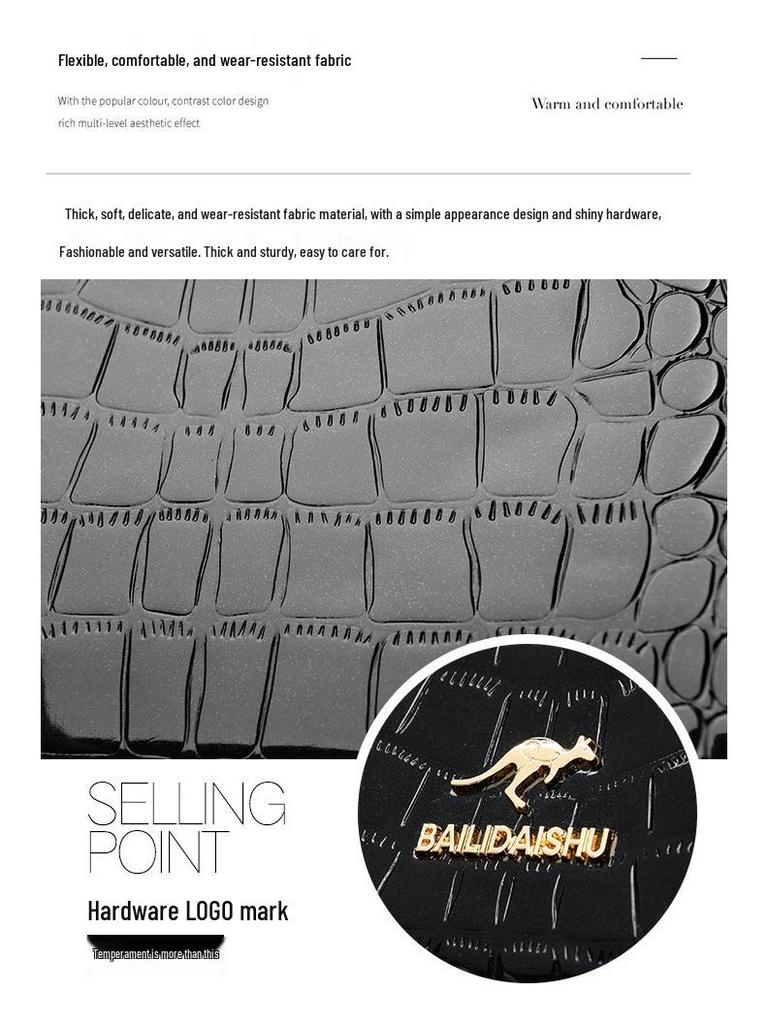 Korean Style Women's Crocodile Pattern Shell Crossbody Bag - 2025 Bright Leather Fashion