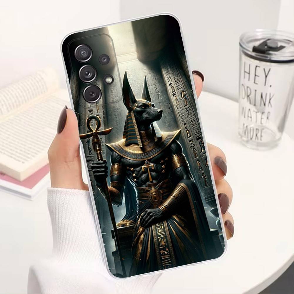 Anubis Egyptian God Case For Samsung A30,71,51,S9,10,20,Ultra,Lite,S22,FE,23,21,PIus,Transparent, Silicone