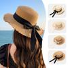 Korean Bow Straw Hat for Women Outdoor Beach Wide Brim Sun Visor Cap  Summer Vacation Sunshade Female Panama Hats