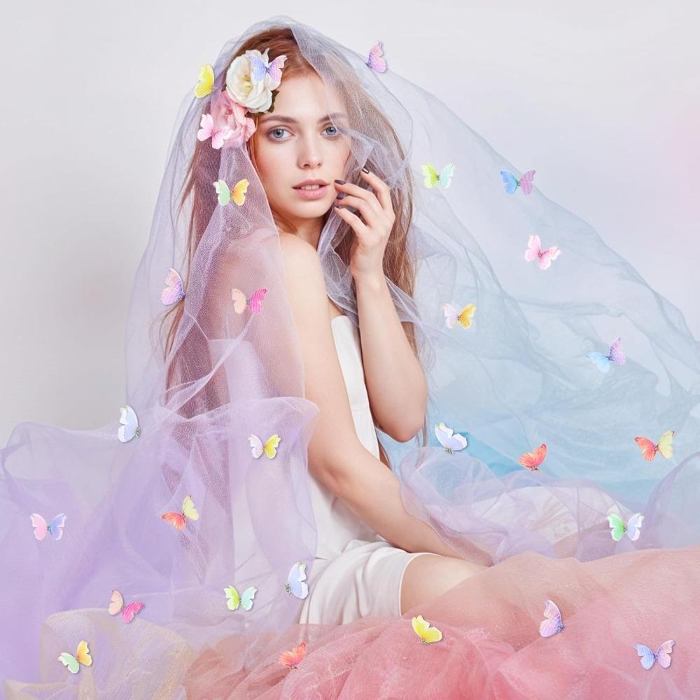 30/50Pcs Artificial Diamond Butterfly For Home Room Decoration DIY Wreath Valentine's Day Wedding Girl Hair Clip Butterfly Decor