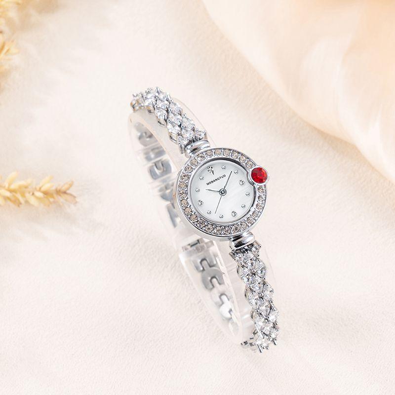 Lily There B Women's Silver Full Diamond Bracelet Watch Fashion Fritillary Dial Temperament Fish Tail Zircon Quartz Bracelet Watch