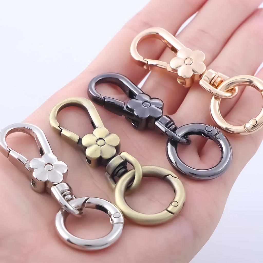 2pcs Metal Folwer Keychain Key Clips Key Ring Key Chain Rings Keyring for Home Car Key Organizer
