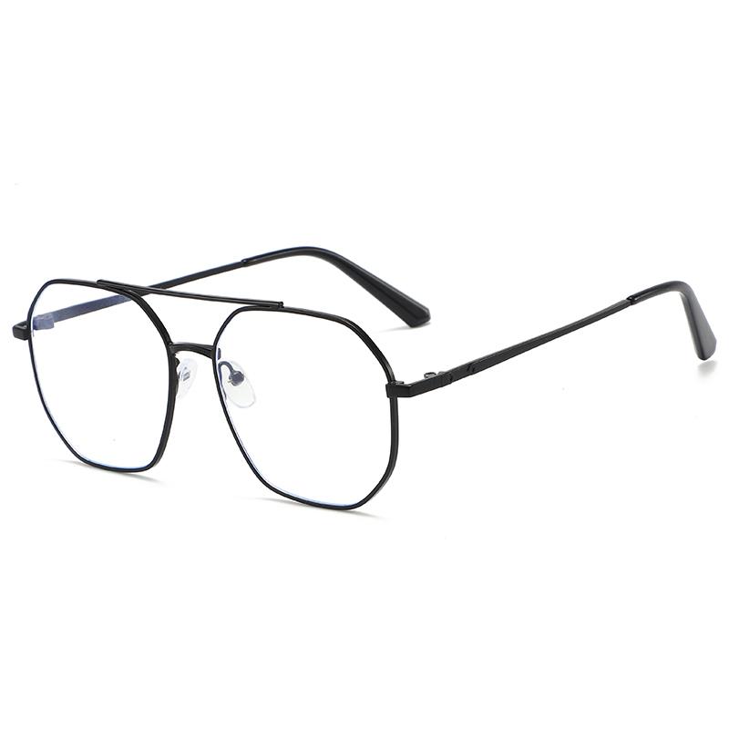 Double Beam Polygon Blue Light Blocking Myopia Glasses With Prescription Metal Student Nearsighted Spectacles 0 -0.5 -0.75 To -6