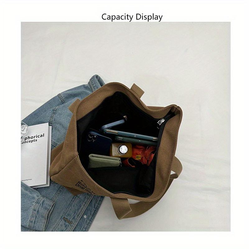 Damen Leinwand-Tragetasche Modisch Geräumig Langlebig Schultertasche mit Reißverschluss und Klassischem Design Perfekt für die Arbeit