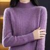 Half Turtleneck Sweater Thickened Knitted Sweater for Women In Autumn and Winter Solid-colored Top and Loose Warm Pullover