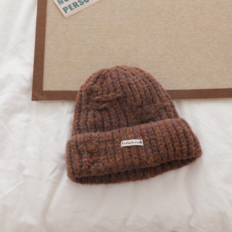 

Новый осенне-зимний стиль Подчеркивающий лицо Защищающий уши Теплый Стильный Универсальный Повседневная Вязаная шапка Шапка-бини Японский стиль Большой обхват головы One Size