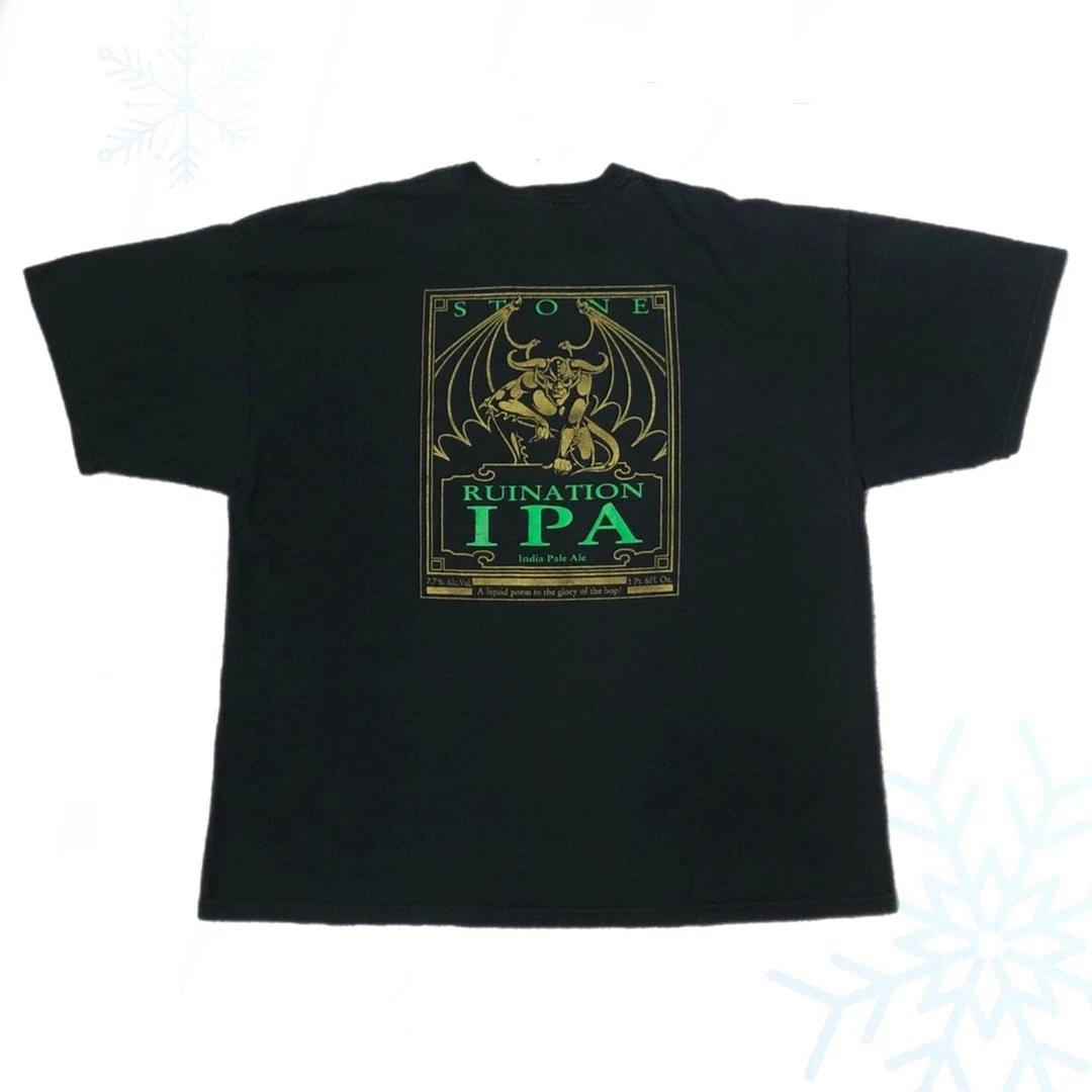 Винтажная футболка с принтом Stone Ruination IPA India Pale Ale Beer Alcohol XXL Черная 2XL