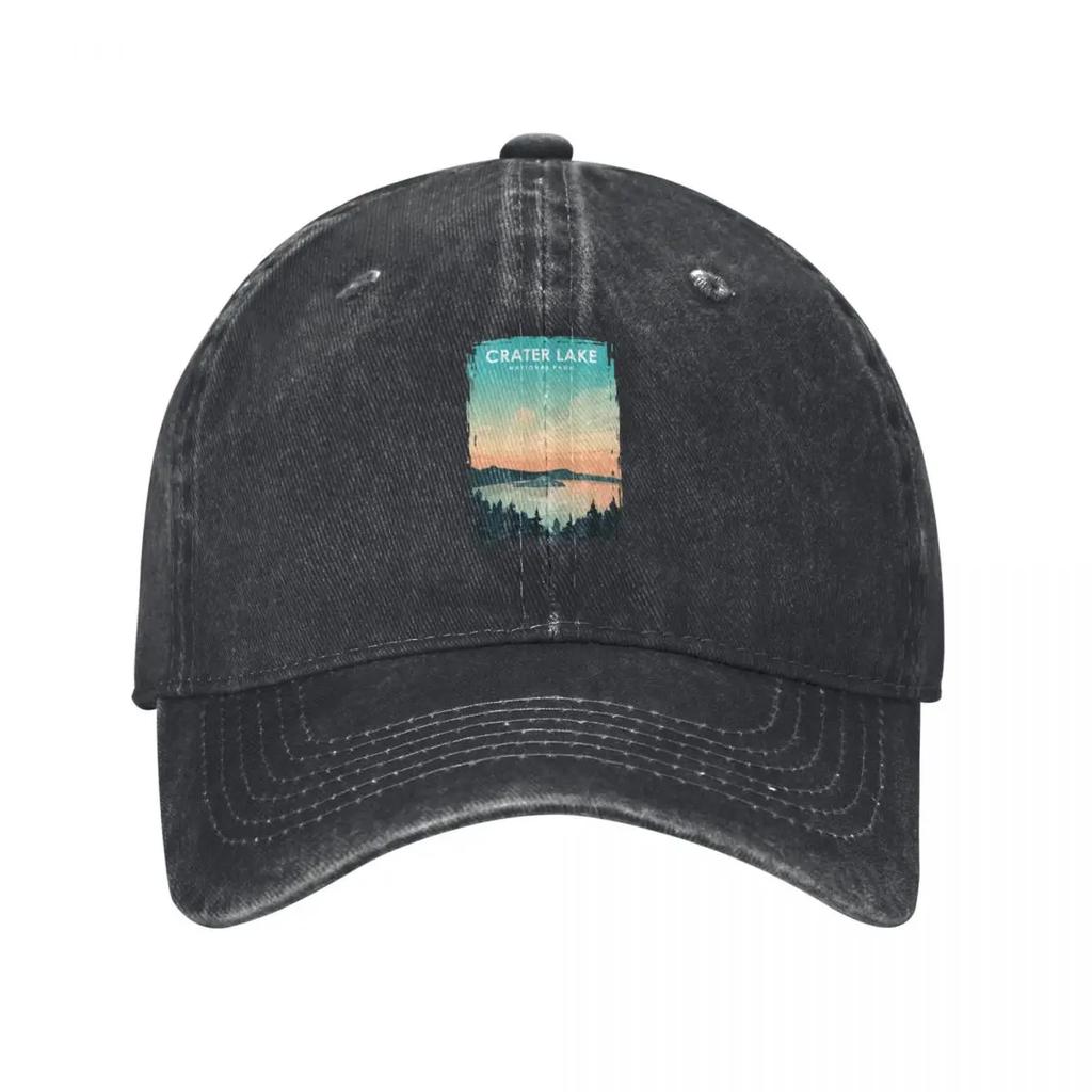 Crater Lake National Park Travel Poster Baseball Cap Golf custom caps Rave Vintage Luxury Women Unisexs