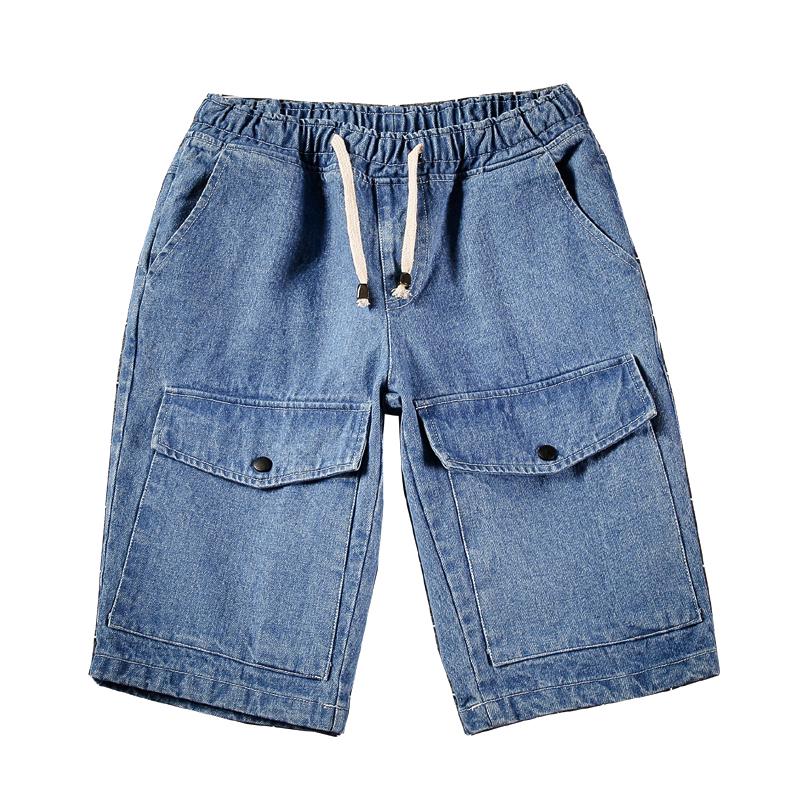 mens elastic waist denim shorts