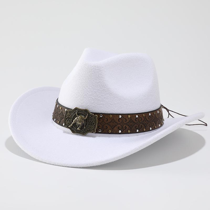 European and American retro western cowboy hat outdoor versatile felt top hat men's and women's jazz hat sun protection riding hat sun hat