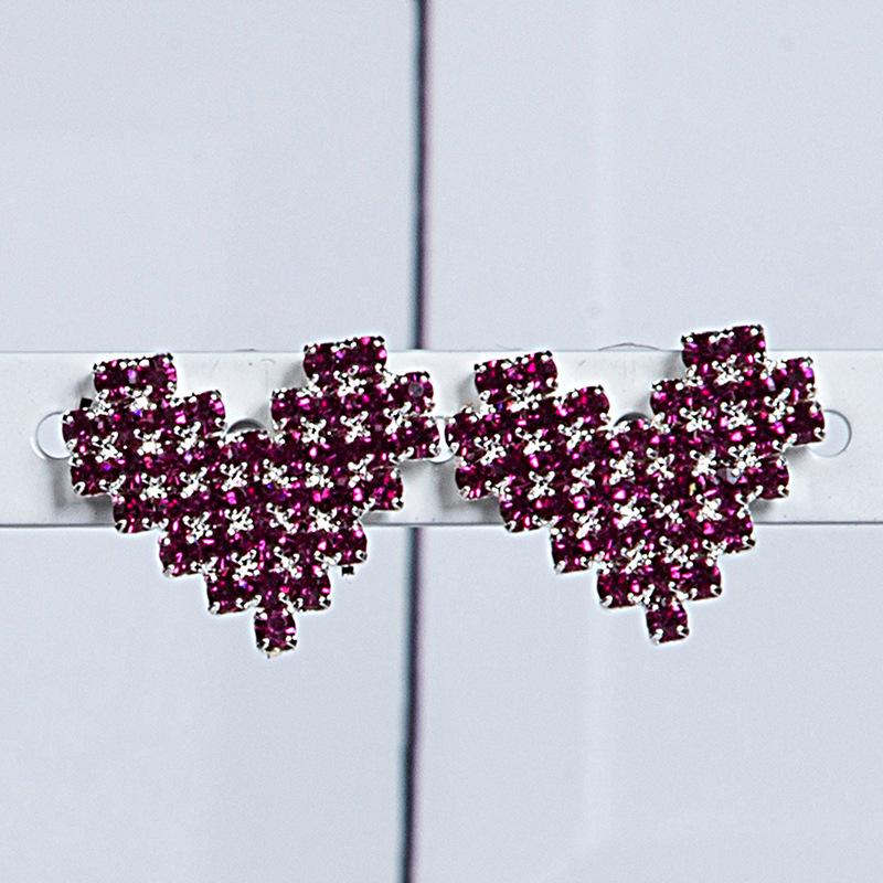 Korean Style Luxurious Heart Diamond Silver Stud Earrings for Women