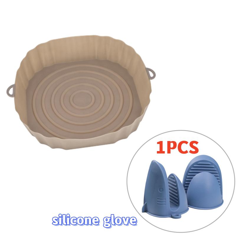 Air Fryer Pan Silicone Basket Airfryer Oven Baking Silicone Tray Reusable Airfryer Pot Pan Liner Mold Pizza Fried Kitchen Tools