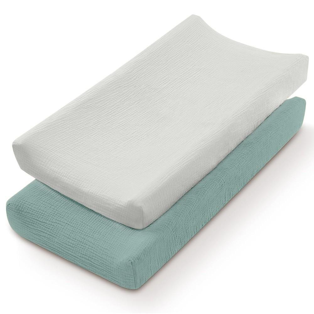 

2PCS Breathable Cotton Changing Mat Cover Ultra Soft Diaper Changer Pad Diaper Changing Table 5